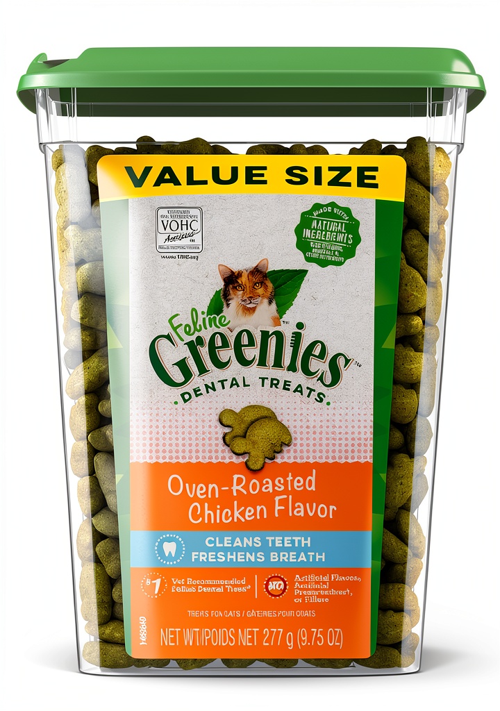 Greenies Feline Dental Treats package and treats for cats