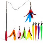 MeoHui Cat Wand Toy Feather Interactive Play Telescopic-0
