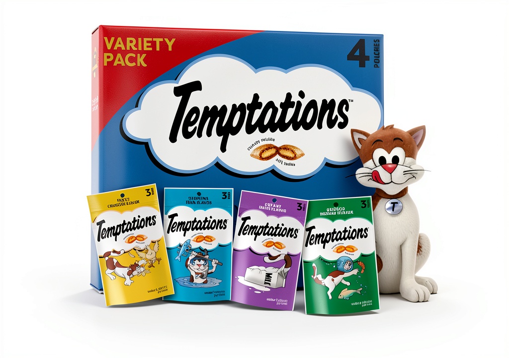 Temptations Cat Treats Crunchy Soft Mars Petcare Variety being poured from pouch into hand during training session