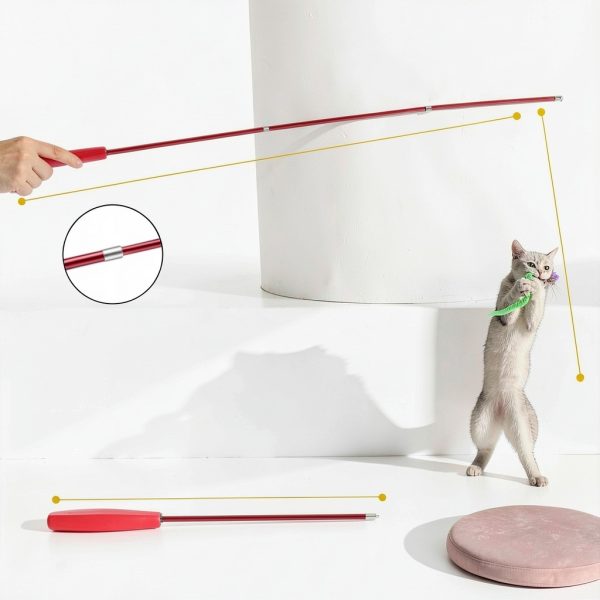 MeoHui Cat Wand Toy Feather Interactive Play Telescopic-2