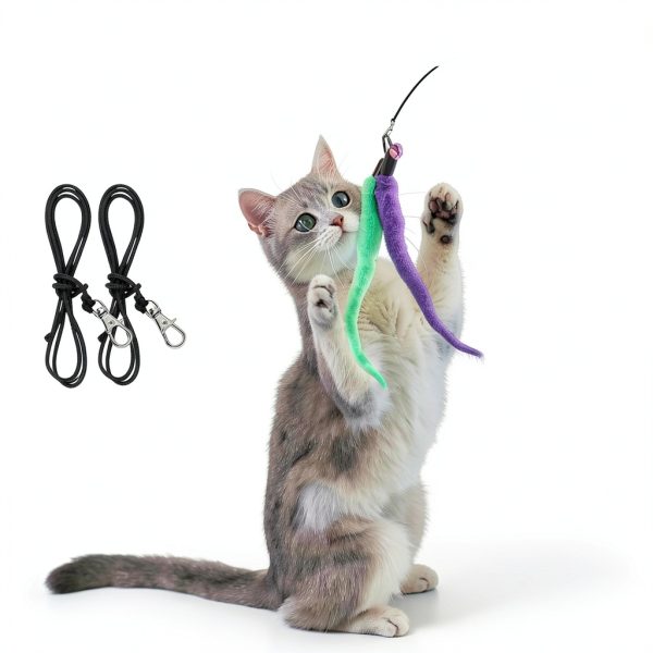 MeoHui Cat Wand Toy Feather Interactive Play Telescopic-5
