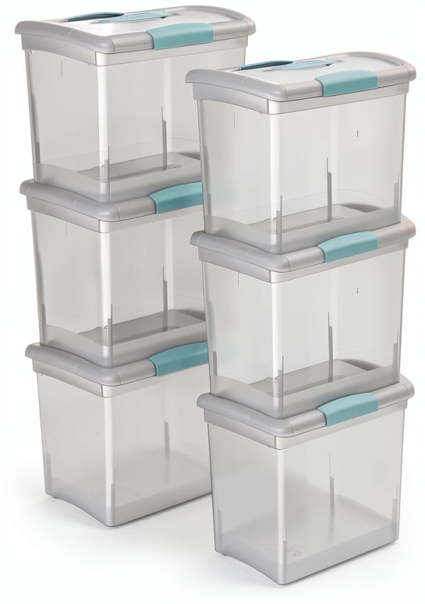 Sterilite Clear Storage Box 6 Pack Large Weathertight Plastic Latch-0