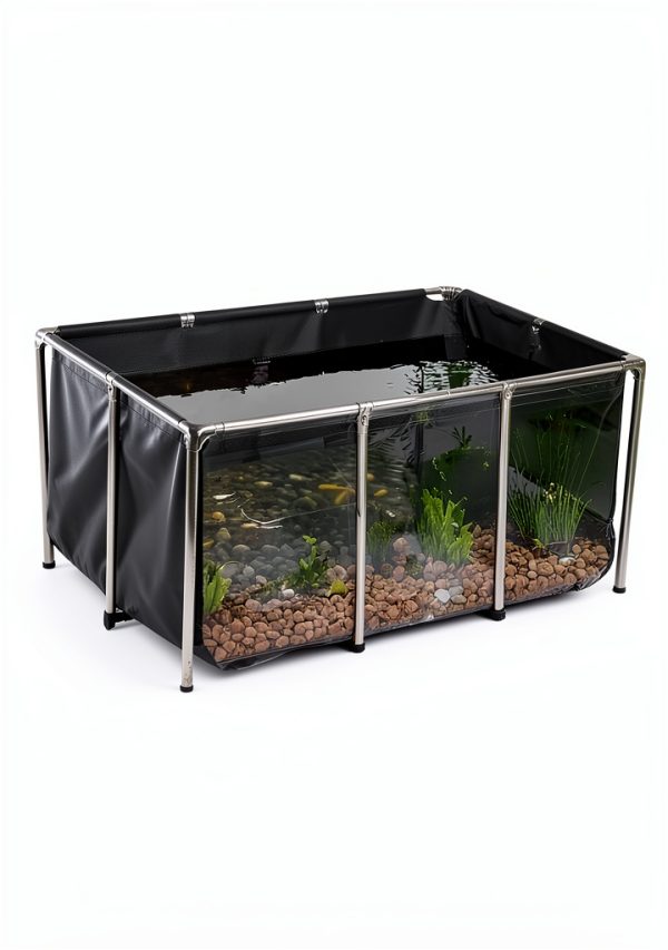 VEVOR Canvas Fish Pond 270 Gal Above Ground Koi Tank with Clear Panel-1