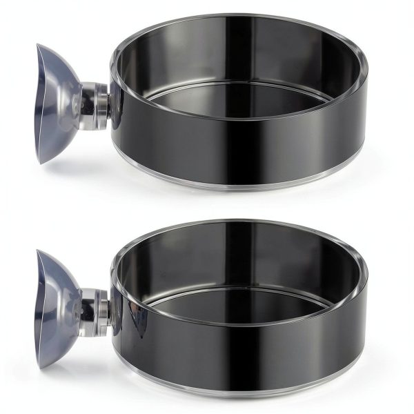 60mm Fish Tank Feeder Dish Aquarium Shrimp Feeder Dish with Suction Clear Fish Tank Feeding Bowl Round Clear Dishes Tray（2pcs）-0