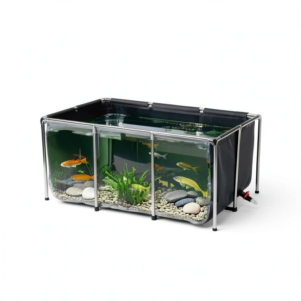 VEVOR Canvas Fish Pond 270 Gal Above Ground Koi Tank with Clear Panel-8