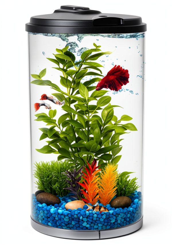 Koller Products Plastic 6-Gallon AquaView 360 Aquarium Kit for Tropical Fish, Betta Fish with LED Lighting and Power Filter Clear, 4-Piece Set-6