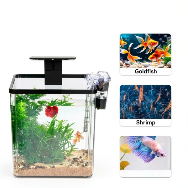 1.5 Gallon Aquarium Starter Kit Wagrvuy Plastic Tank with Quiet Pump-8