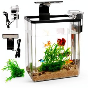 1.5 Gallon Aquarium Starter Kit Wagrvuy Plastic Tank with Quiet Pump-0