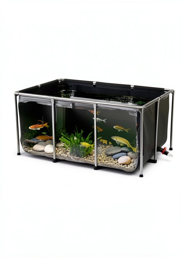 VEVOR Canvas Fish Pond 270 Gal Above Ground Koi Tank with Clear Panel-4