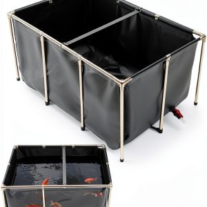 VEVOR Canvas Fish Pond 270 Gal Above Ground Koi Tank with Clear Panel-0