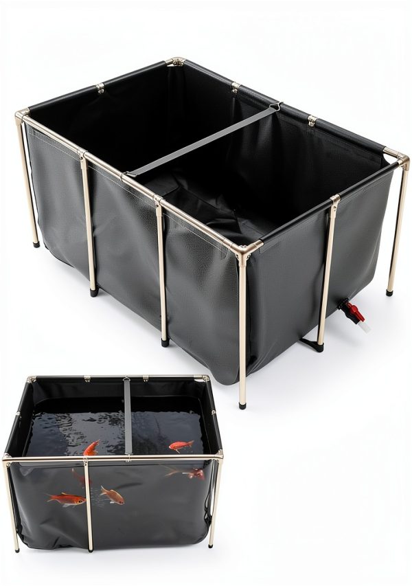 VEVOR Canvas Fish Pond 270 Gal Above Ground Koi Tank with Clear Panel-0