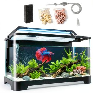 3.5 Gallon Self Cleaning Fish Tank by eWonLife with LED Light-0