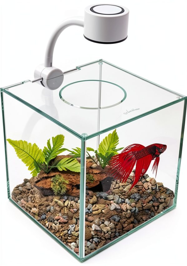 Marina Cubus Glass Betta Kit 0.9 Gallon Aquarium with LED Light-0