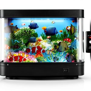 Fake Fish Tank with Moving Fish, Decorative Aquarium Lamp, Artificial Tropical Marine Tank, LED Mood Light Office Table Light, Fun Gifts-0