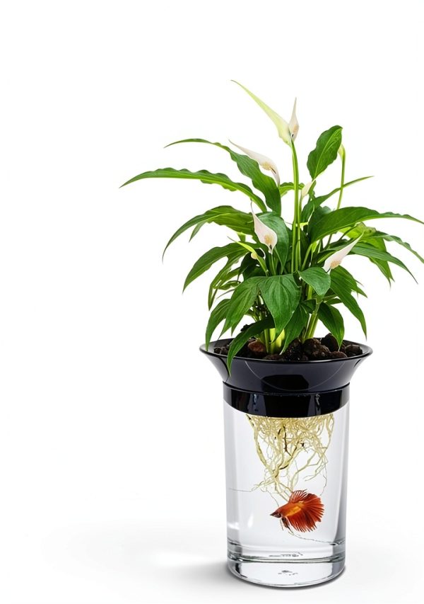 Aquaponic Planter Penn-Plax 0.5 Gallon Betta Tank with Plant-2