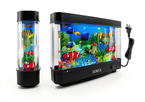Fake Fish Tank with Moving Fish, Decorative Aquarium Lamp, Artificial Tropical Marine Tank, LED Mood Light Office Table Light, Fun Gifts-5