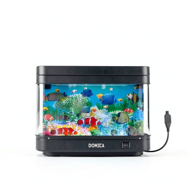 Fake Fish Tank with Moving Fish, Decorative Aquarium Lamp, Artificial Tropical Marine Tank, LED Mood Light Office Table Light, Fun Gifts-1